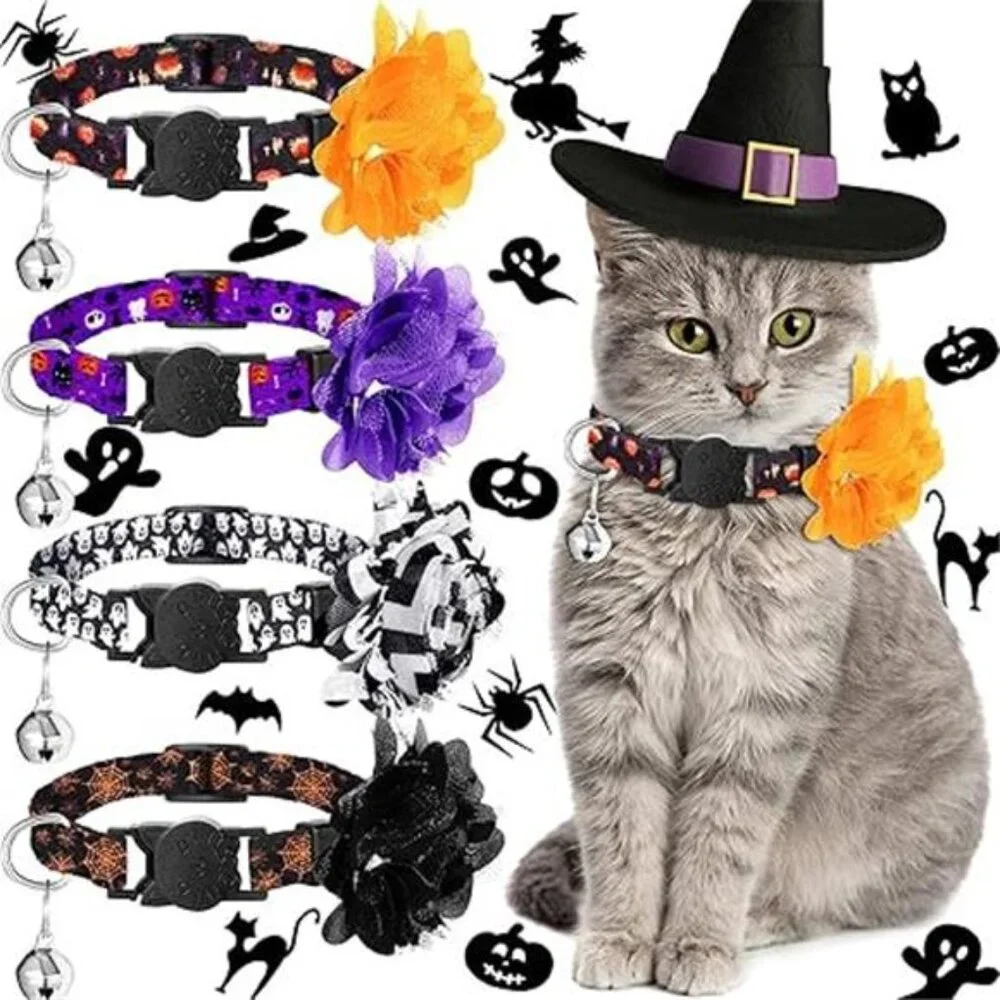 4 Pieces Cat Collars Cat Bell